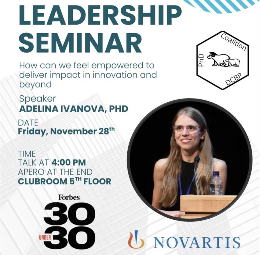 Leadership seminar poster with Adelina Ivanova